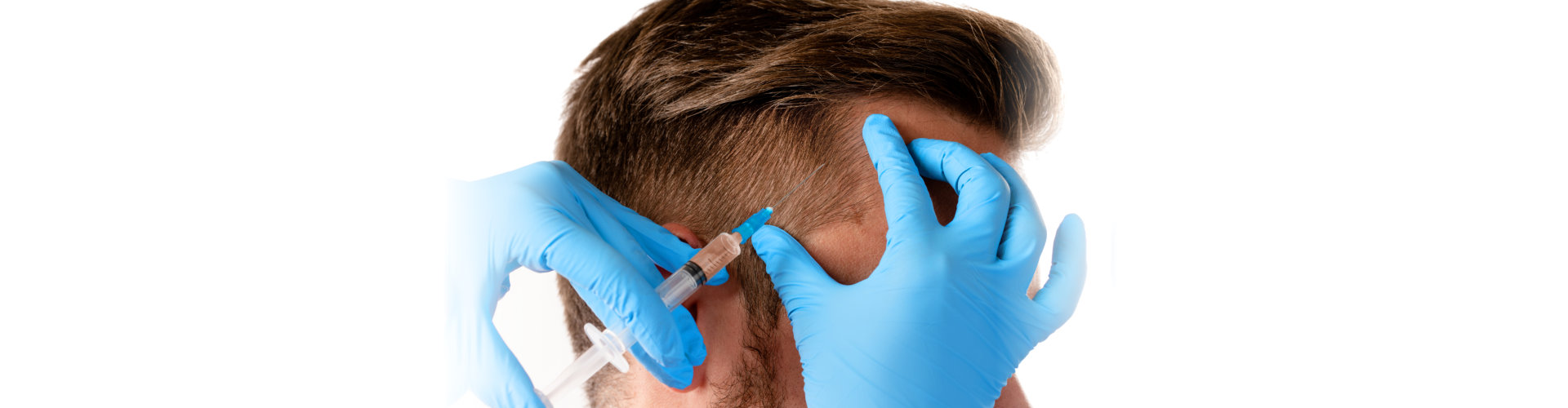 Man receiving scalp injection for hair grow