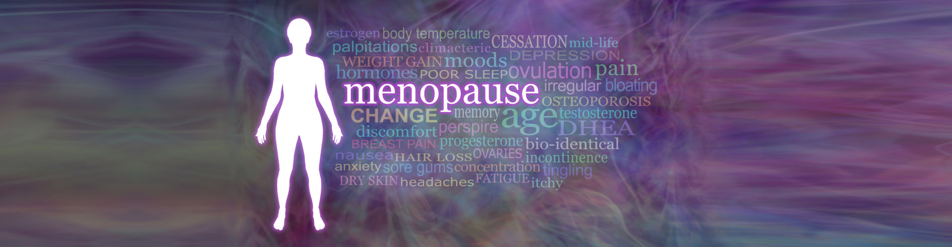 White female silhouette beside a Menopause word